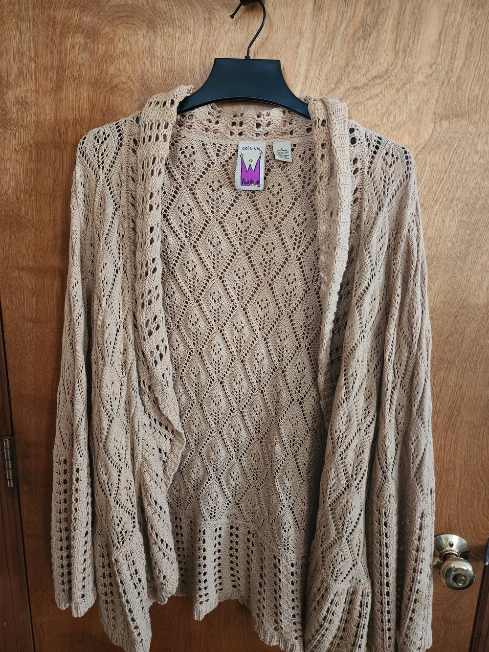 Antthony Open-Knit Hooded Cardigan Sweater - Taupe